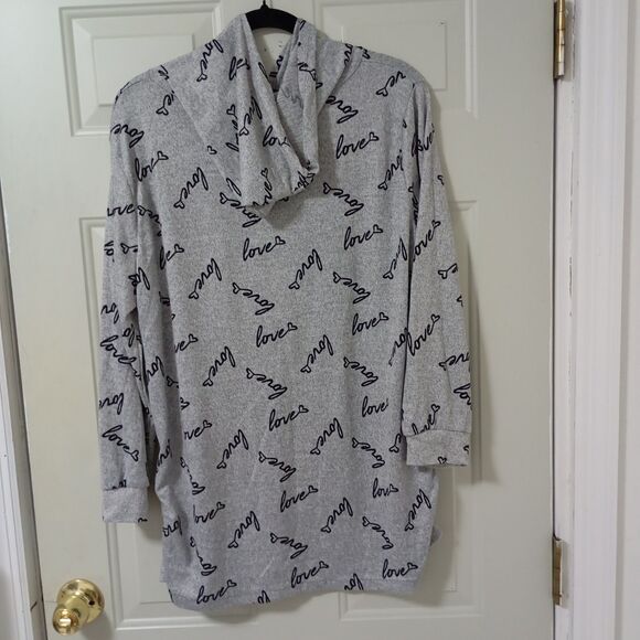 ROUGE COLLECTION  WOMENS SIZE 4X STRETCH HOODIE - FITTED - "LOVE" GRAY - Picture 7 of 13